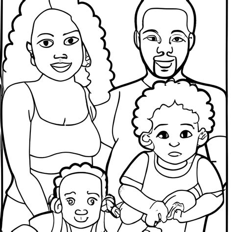 Beautiful Black Families Coloring Page · Creative Fabrica