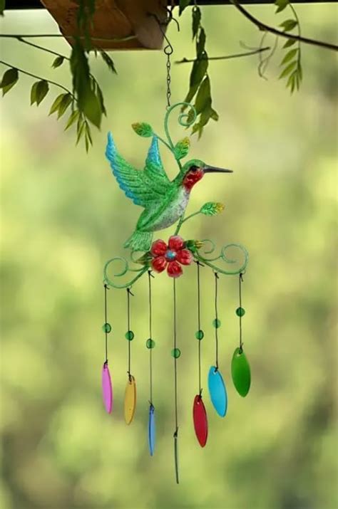 Paradigm Pictures Colourful Metal & Colourful Glass Birds Wind Bells ...