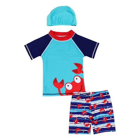 ZHOGXU Toddler Boys Bathing Suit Short Sleeve Cartoon Crab Printed ...