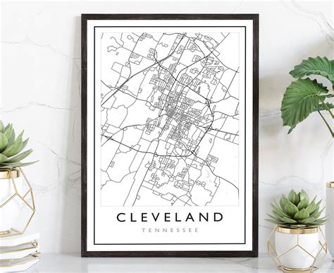 Cleveland Tennessee City Map Cleveland City Road Map Poster | Etsy