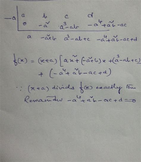 Using division algorithm, prove that if (x + a) is afactor of f(x ...