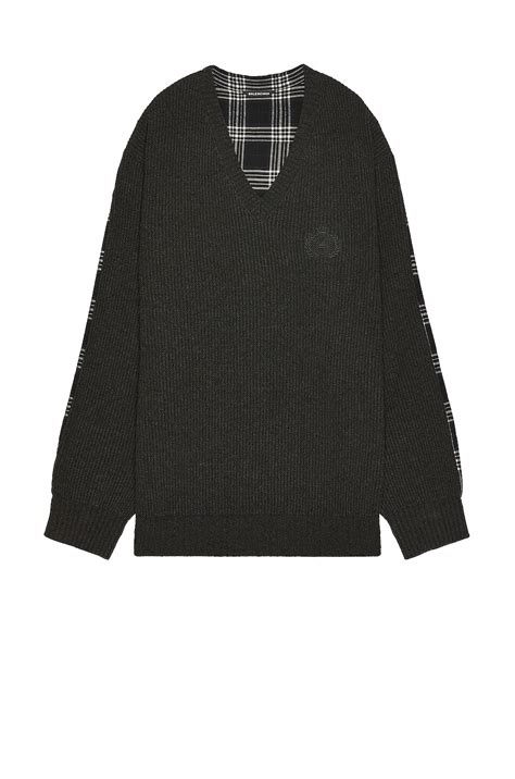 Balenciaga Hybrid V-Neck Shirt in Anthracite, Black, & White | FWRD