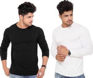 t-hustler Solid Men Round Neck White, Black T-Shirt - Buy t-hustler ...