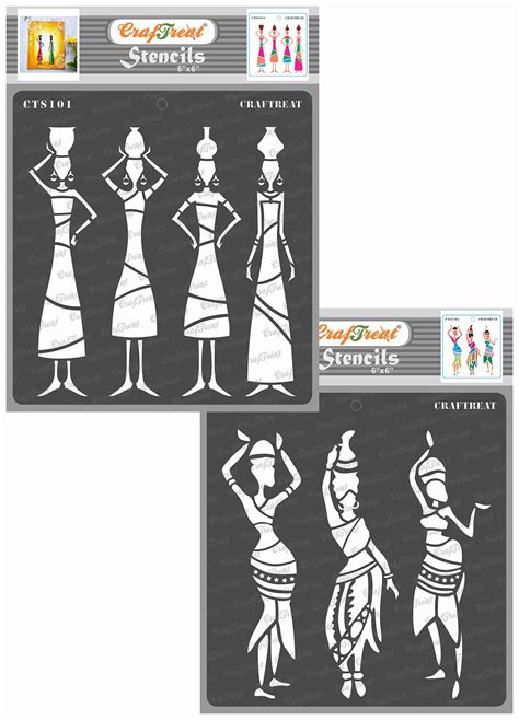 CrafTreat Tribal Women Stencils for Furniture Painting - Tribal Potters ...