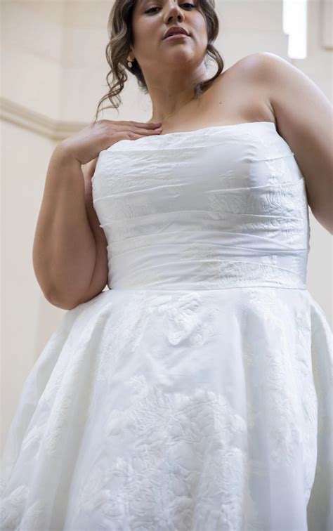 Luxe Off-the-Shoulder Plus Size Silk Ballgown Wedding Dress