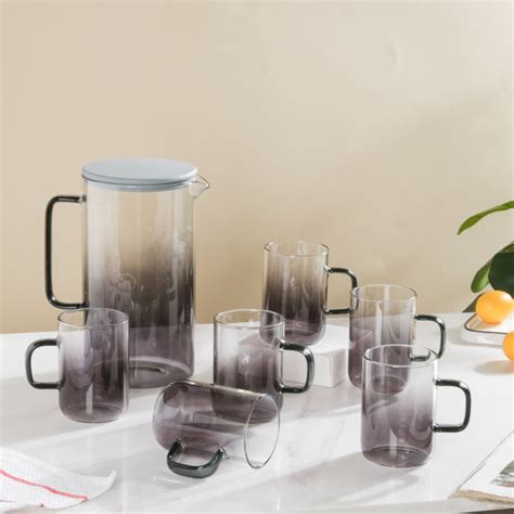 Ombre Glass Jug And Cup Set Of 7
