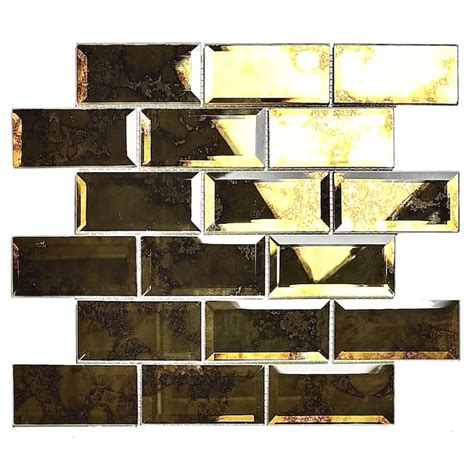 Abolos Reflections Gold 12-in x 12-in Glossy Glass Brick Subway Wall ...