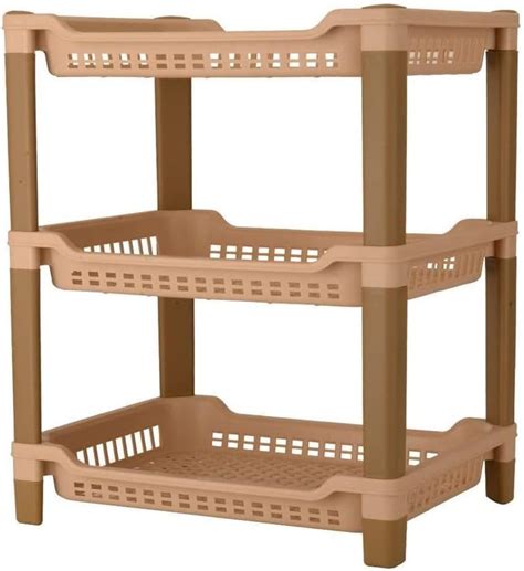 SAURA - 3 Shelf Multipurpose Storage Rack, Grey : Amazon.in: Home & Kitchen