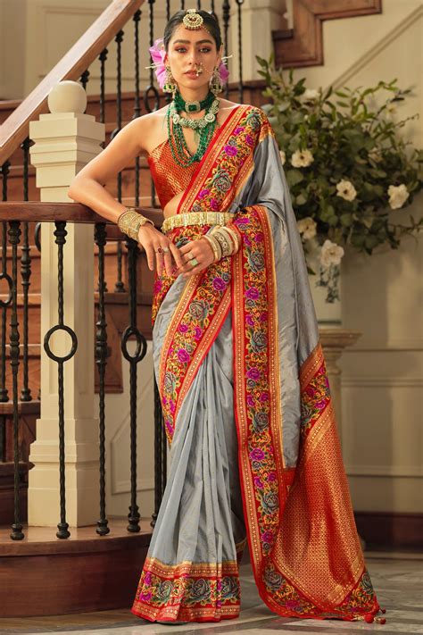 Buy Grey Saree zb133630 | Saree Buta