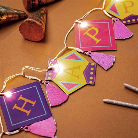 Buy Festive Happy Diwali Printed Birch Wood Toran with Lights Online On ...