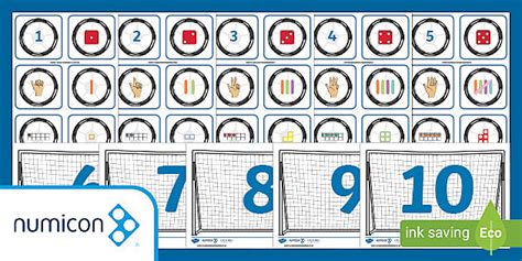 Footballs Numbers 1-10 Sorting with Numicon Shapes - Twinkl