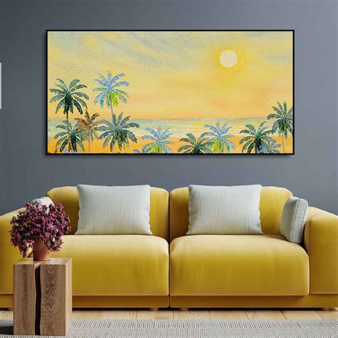 Premium Canvas Wall Painting of Palm Trees on Beach – Decor Mantra