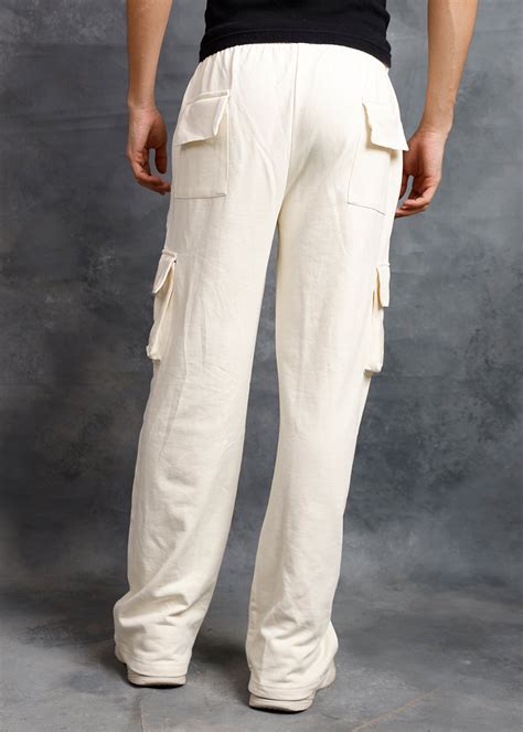 Off White Premium Terry Cargo Pants For Mens | Pronk – pronk.in