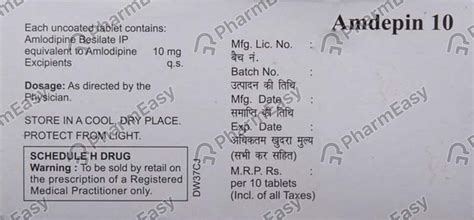 Amdepin 10 MG Tablet (10): Uses, Side Effects, Price & Dosage | PharmEasy