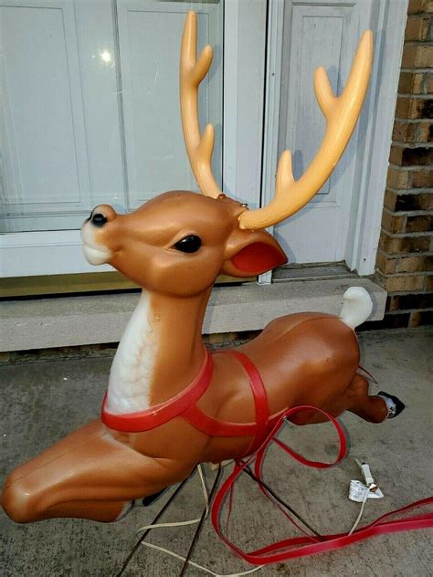 Vtg Reindeer Santa's Giant Blow Mold Reindeer General Foam Christmas ...