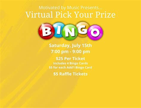 Virtual Pick Your Prize Bingo, July 15 2023 | Online Event | AllEvents.in