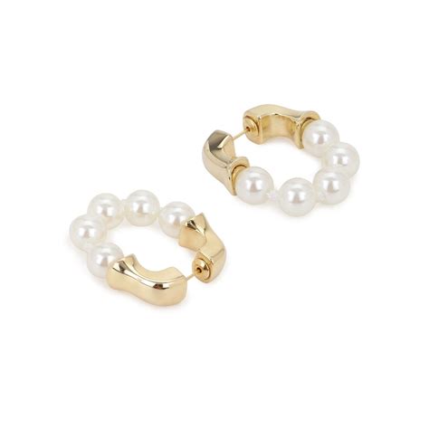 Buy Ritu Singh White and Gold Toned Contemporary Hoop Earrings Online