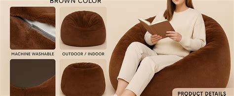 Mollismoons Bean Bag Brown Fur Bean Bag XXXL Size Without Beans ...
