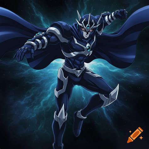 Anime character with eagle wings stands on a fiery meteor, holding a ...