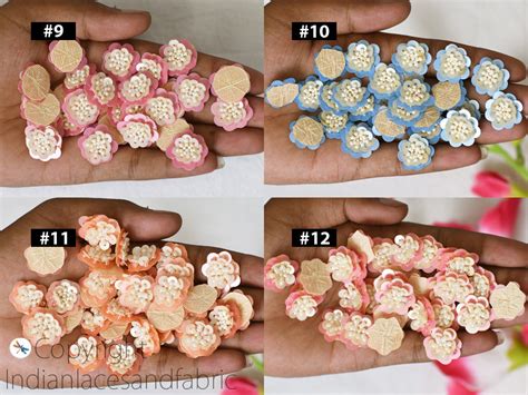 Buy 25 Beaded Flower Shaped Rhinestone Applique Indian Embroidery ...