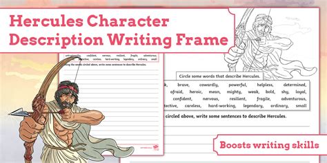 Hercules Character Description Writing Frame