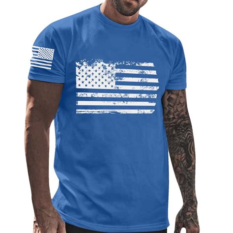 Xysaqa Men's American Flag T-Shirts Short Sleeve Graphic Tee USA Flag ...