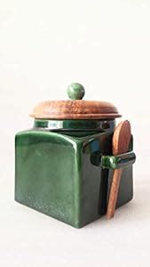 Grey Pottery Ceramic greeen Square canister With Lid For Cereal Pasta ...