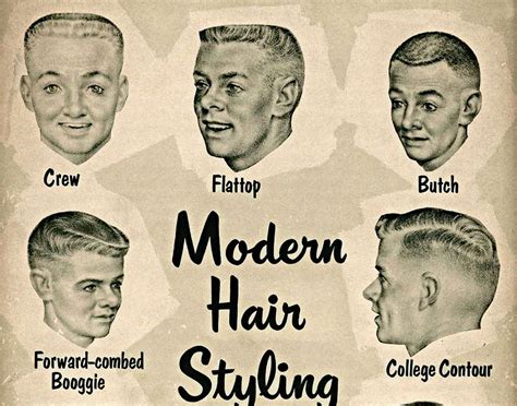1956 Barbershop Poster Vintage Hair Styling Chart Haircut Gifts for ...