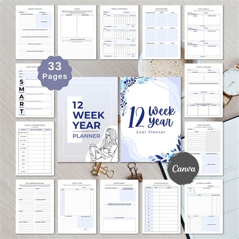 12 Week Year Planner Template | Planner Canva Template SMART Goal ...