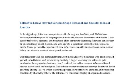 Reflective Essay: The Impact of Influencers on Identity Formation - Studocu