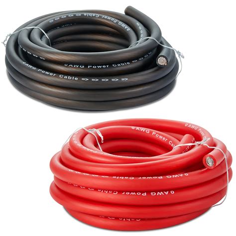 Amazon.com: TOPSTRONGGEAR 0 Gauge 25ft Black and 25ft Red Power/Ground ...