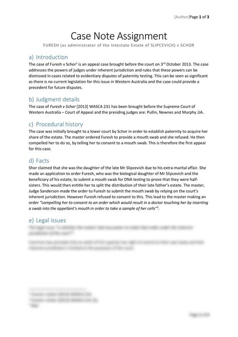 Image result for Case Note Example Law