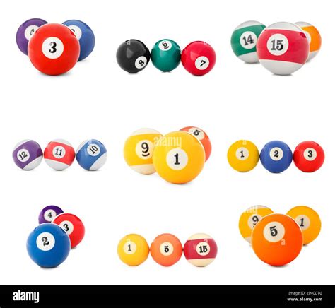Set of billiard balls isolated on white Stock Photo - Alamy