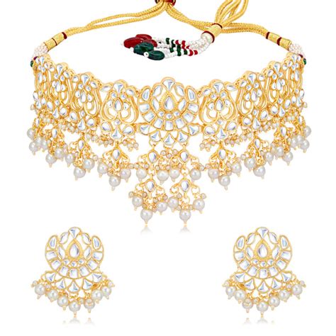 Sukkhi Exotic Gold Plated Kundan & Pearl Choker Necklace Set Worn By K ...