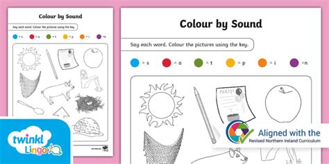 Linguistic Phonics Colour by Sound SATPIN Activity Sheet
