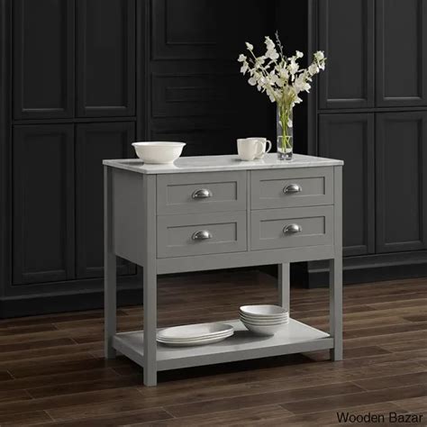 Deden Marble Top Kitchen Island Kitchen trolley cart cabinet kitchen ...