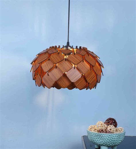 Velora Brown Wood Hanging Light | E27 holder | Included Bulb | Eliante