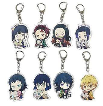 8PCS Kimetsu no Yaiba Keychain, Anime Keychain for Kid, 8 Collectible ...