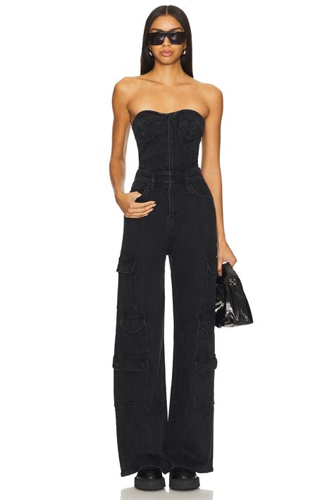 Hudson Jeans Bustier Cargo Jumpsuit in Riviera Noir | REVOLVE