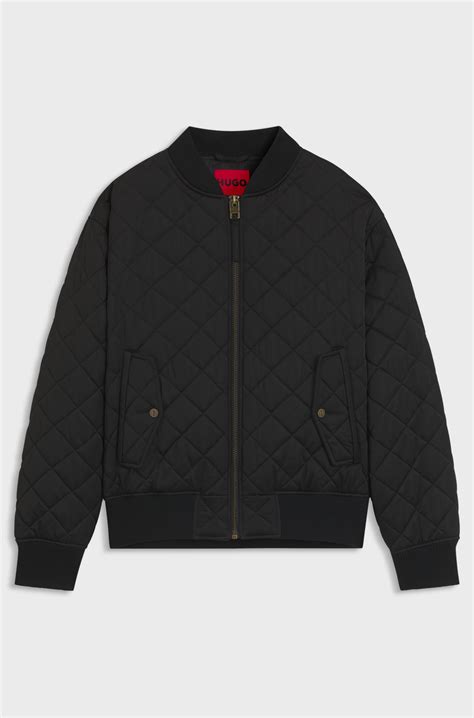 HUGO - Water-repellent jacket in quilted satin - Black