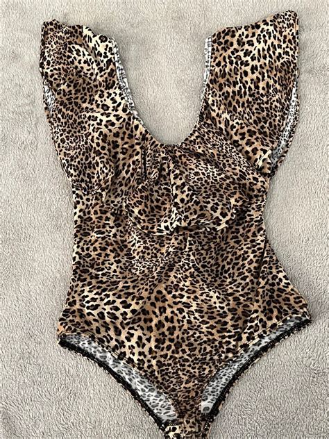 Little Black Bodysuit Women's Animal Print Knit Top S… - Gem