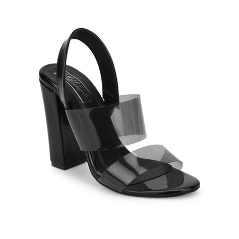 Buy Truffle Collection Black Perspex Patent Sandals With Back Strap Online