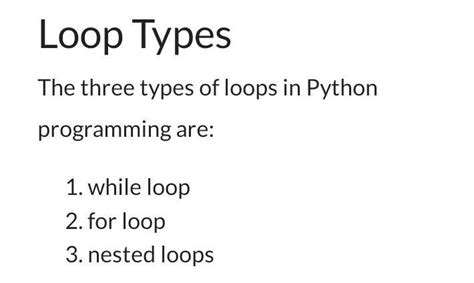 make a chart showing different types of loops in python. - Brainly.in