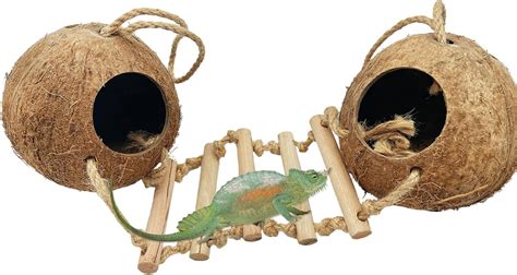Buy Gecko Coconut Shell Hut,Reptile Hideout Home Nesting House Natural ...
