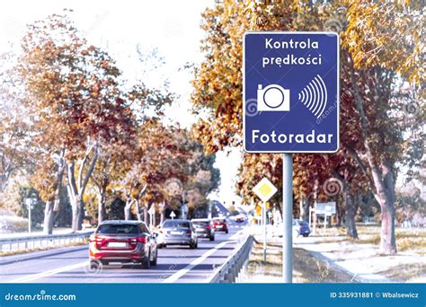 Polish Road Sign Reading "Fotoradar", Meaning "speed Control - a Speed ...