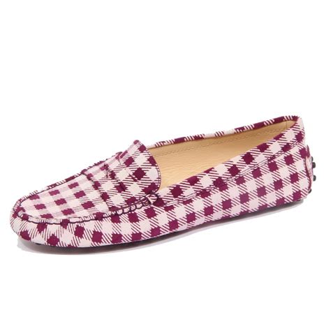 G5138 mocassino donna TOD'S violet/white suede check loafer woman