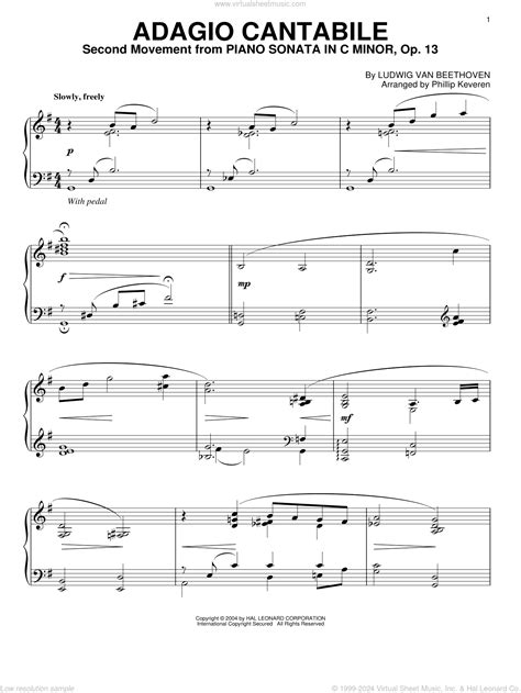 Beethoven - Adagio Cantabile sheet music for piano solo