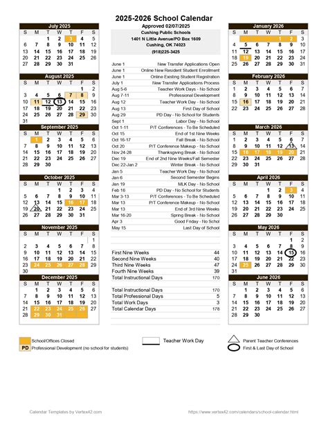 Cushing Public Schools Calendar 25-26 Revised [pdf] - EduCounty