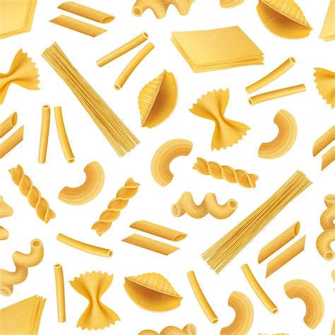 realistic pasta types pattern | Premium Vector