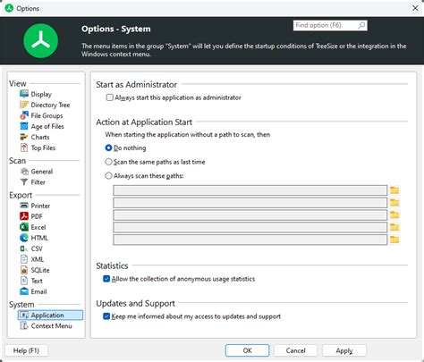 Application start - TreeSize